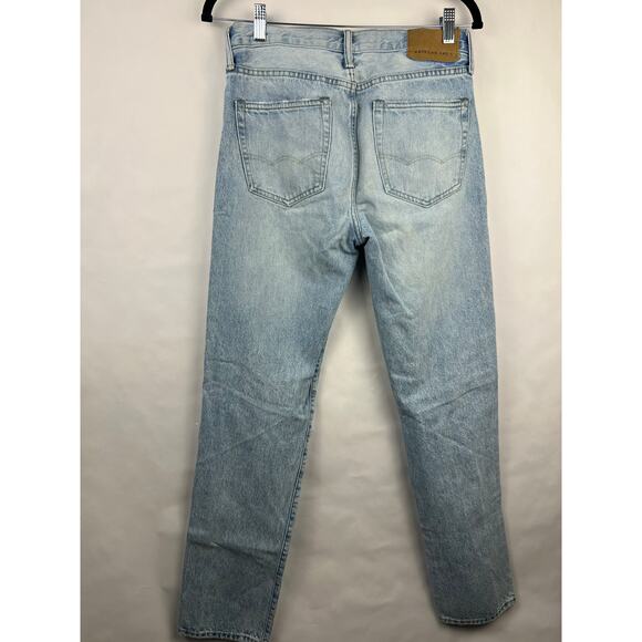 American Eagle 90s Straight Jeans Light Wash Distressed Cotton Denim Ripped - Picture 10 of 15